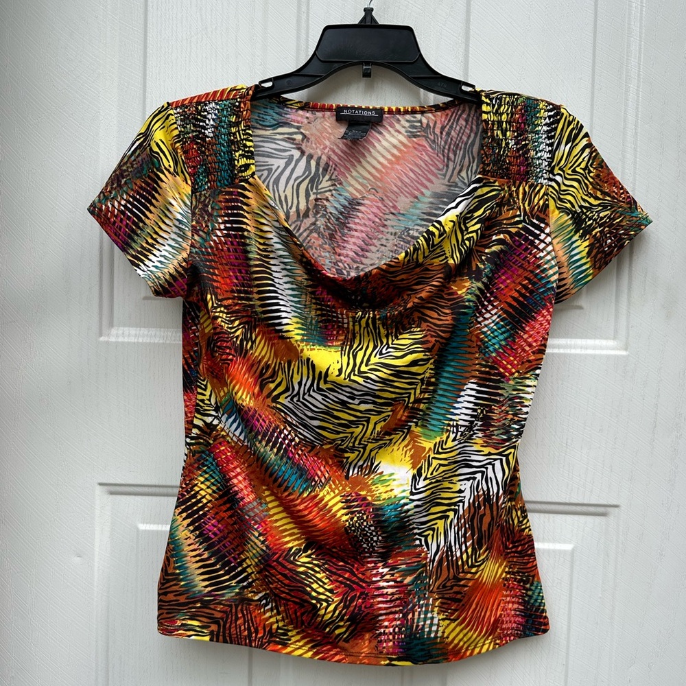 Notations Multi Color Animal Stripe Top